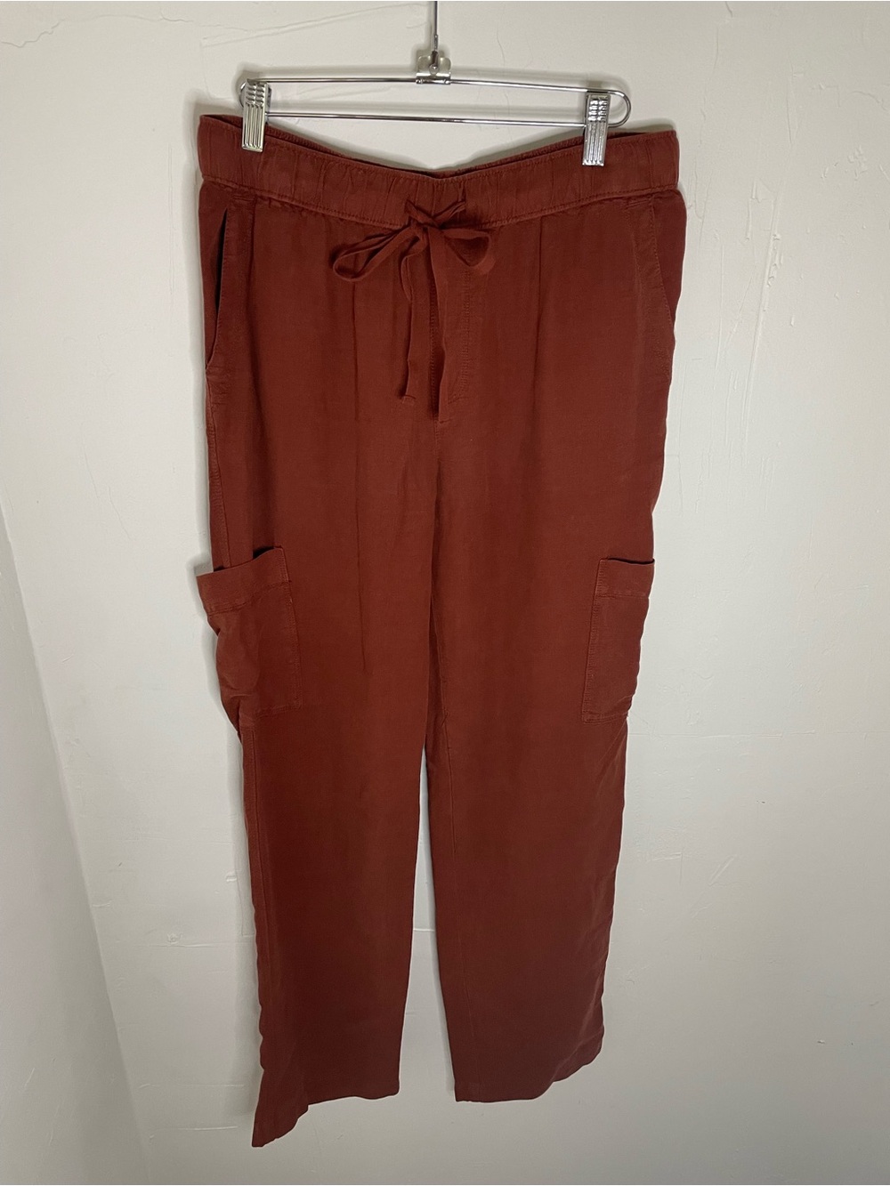 Linen Blend Rust colored Pull on Cargo Utility Pants